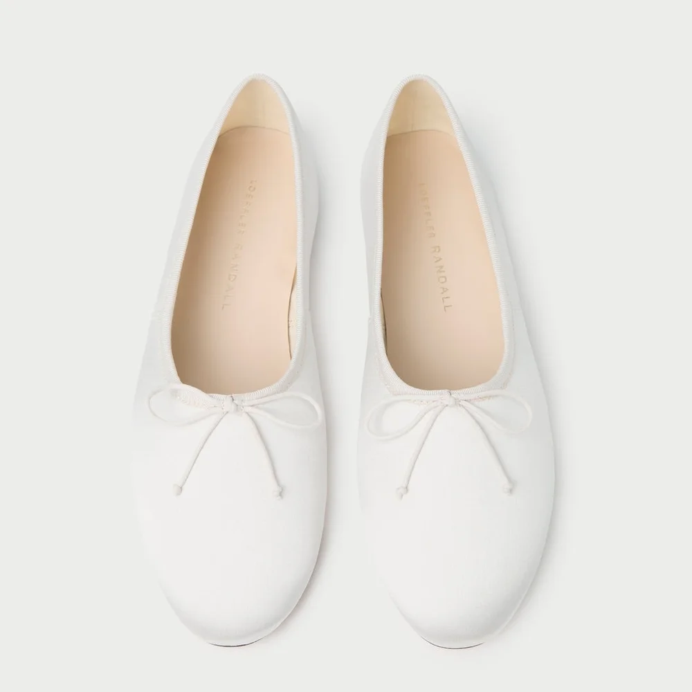 Loeffler Randall Landon Satin Cream Ballet Flats